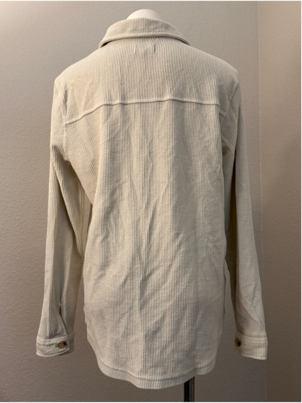 Thread & Supply Cream Ribbed Button-Front Utility Shacket - Picture 3 of 8